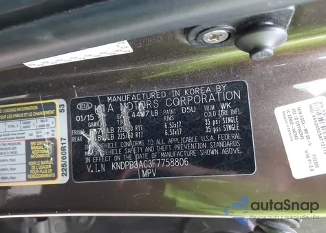 2015 Kia Sportage Lx z USA, uszkodzony, nr VIN KNDPB3AC3F7758806